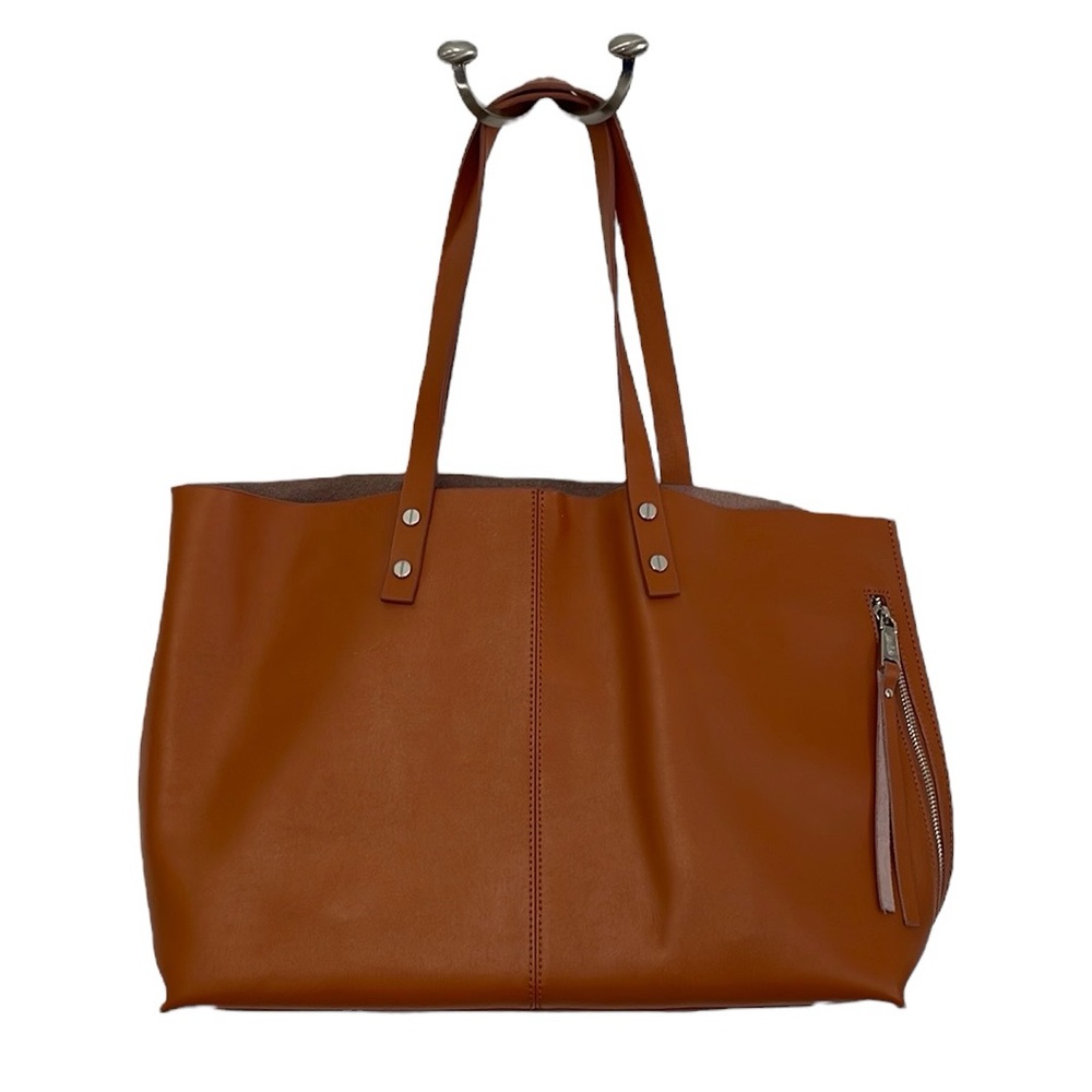 Co-Lab large tan leather tote with attached wristlet. Excellent condition